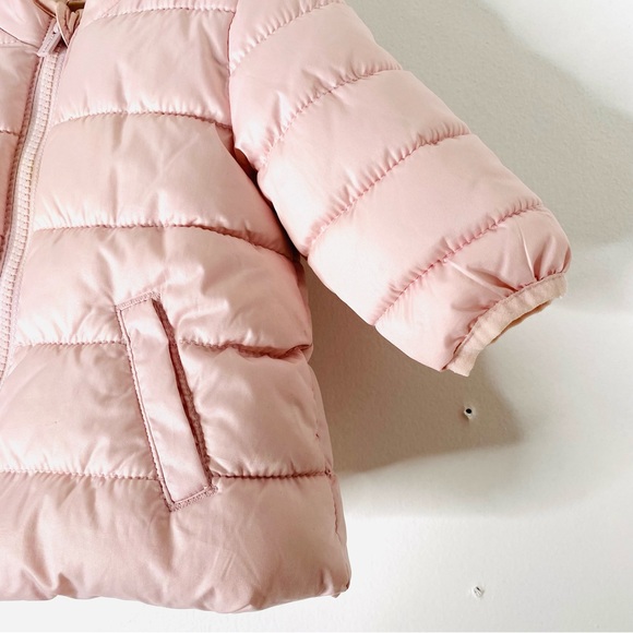 Old Navy Light Pink Puffer Hooded Jacket - Picture 3 of 7